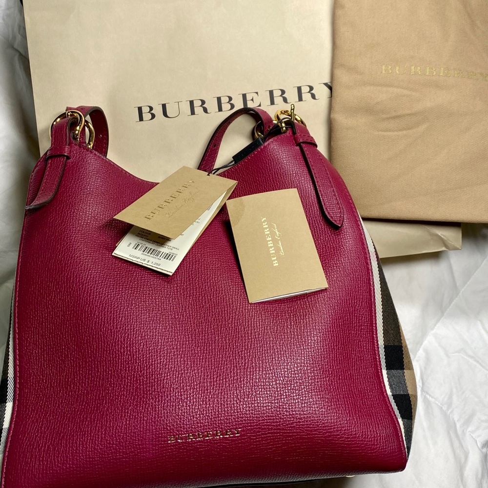 New Burberry handbag Burgundy leather